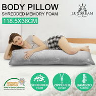 Detailed information about the product Luxdream Shredded Memory Foam Body Pillow Support Long Pillow With Bamboo Cover