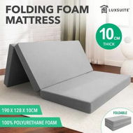 Detailed information about the product Luxsuite Foam Mattress Trifold Bedding Folding Sofa Bed Cot Sleeping Floor Mat Portable Camping Travel Guest Yoga Cushion Washable Cover 190x128x10cm