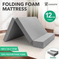 Detailed information about the product Luxsuite Foldable Foam Mattress Cot Tri Folding Sofa Bed Thick Sleeping Floor Mat Portable Bedding Camping Travel Guest Cushion Cover 180x126x12cm