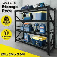 Detailed information about the product Luxsuite Garage Shelving Warehouse Storage Pallet Unit Adjustable Heavy Duty Metal 4 Shelf Wire Rack Kitchen Organiser