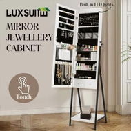 Detailed information about the product LUXSUITE LED Mirror Cabinet Jewellery Storage Shelf Organiser Lockable Floor Free Standing Armoire for Makeup Cosmetic Earring Necklace Ring 160cm