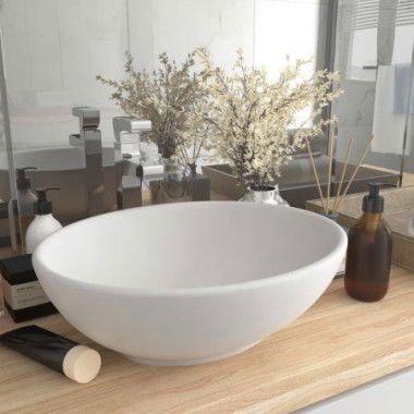 Luxury Basin Oval-shaped Matt White 40x33 Cm Ceramic