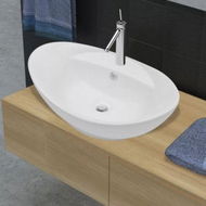 Detailed information about the product Luxury Ceramic Basin Oval With Overflow And Faucet Hole