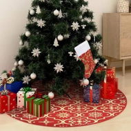Detailed information about the product Luxury Christmas Tree Skirt with Sock Red 122 cm Fabric