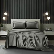 Detailed information about the product Luxury Super Soft 4-Piece Satin Bedding Set in Rich Dark Grey,anti-wrinkle