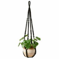 Detailed information about the product Macrame Plant Hanger Indoor Hanging Planter Basket With Wood Beads Decorative Flower Pot Holder No Tassels For Indoor Outdoor Boho Home Decor 90cm/35 Inch Black 1 Pc (POTS NOT Included)