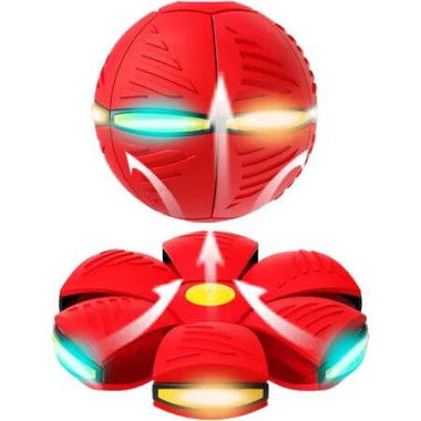 Magic Ball Toy Dual Form Bouncing Ball with Light Effects,Parent-Child Interactive Play,Safe for Kids Indoor & Outdoor,Red