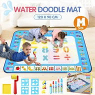 Detailed information about the product Magic Water Doodle Mat with Pens Stamps Cartoon Colouring Drawing Rug Carpet Painting Canvas Writing Board Pad Aqua Art DIY Educational Toy 120x90cm