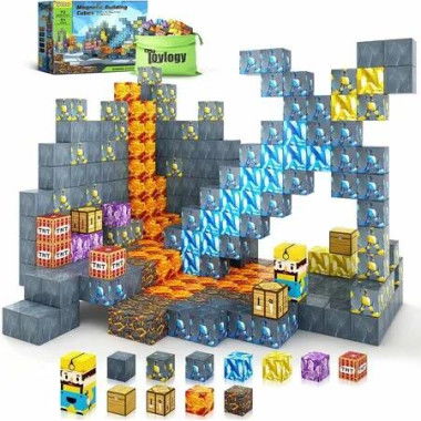 Magnetic Blocks Mine Sword Caverns 100Pcs Build World Edition Classroom Toddler Toys Boys Girls Sensory Montessori Learning Fun Age 3+