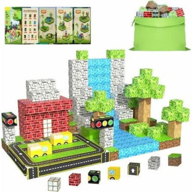 Magnetic Building Blocks 100PCS Kids STEM Sensory Mine World Tiles Road Track Christmas Birthday Gift Educational Toy
