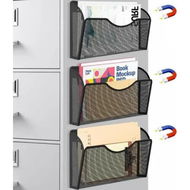 Detailed information about the product Magnetic File Holder 3 Pockets Organizer,Hanging Magazine Rack for File Cabinets Paper Holder,No Drilling Mail Organizer for Refrigerator Office,Black