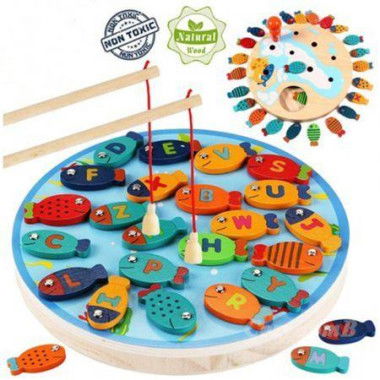 Magnetic Wooden Fishing Game Toy For Toddlers