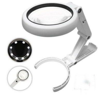 Magnifying Glass With 8 LED Lights Hands Free Magnifying Glass Double Magnification Lens Ideal For Reading Books Jewelry Coins Crafts