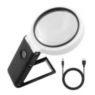 Detailed information about the product Magnifying Glass with Light, 10X 25X High Magnification with LED Illuminated, Handheld or Stand Magnifying Glass for Reading, Inspection