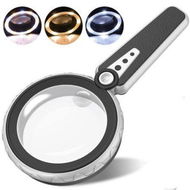 Detailed information about the product Magnifying Glass With Light LED Handheld Illuminated Lighted 3 Cool And Warm Light Modes & Adjustable Brightness Seniors Reading Powered By USB.