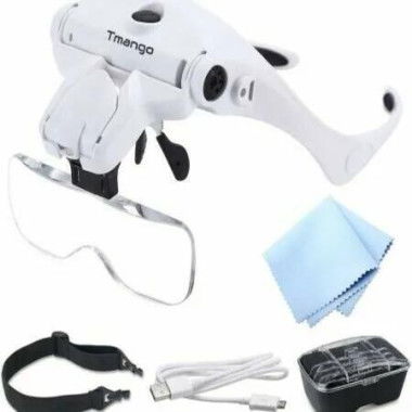 Magnifying Glasses Head Mount LED Rechargeable Reading Aid Headset Vision Craft Hobby Magnifier Nature Discovery