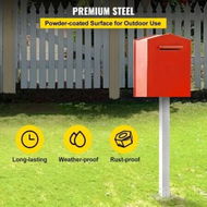 Detailed information about the product Mailbox Post, 43' High Mailbox Stand, White Powder-Coated Mail Box Post Kit, Q235 Steel Post Stand Surface Mount Post for Sidewalk and Street Curbside, Universal Mail Post for Outdoor Mailbox