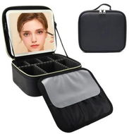 Detailed information about the product Makeup Bag With Led Mirror Travel Makeup Organizer With 3 Lighted Settings,Adjustable Dividers And Makeup Brush Storage,Color Black