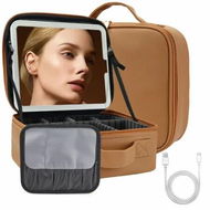 Detailed information about the product Makeup Bag With Led Mirror Travel Makeup Organizer With 3 Lighted Settings,Adjustable Dividers And Makeup Brush Storage,Color Brown