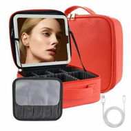 Detailed information about the product Makeup Bag With Led Mirror Travel Makeup Organizer With 3 Lighted Settings,Adjustable Dividers And Makeup Brush Storage,Color Red
