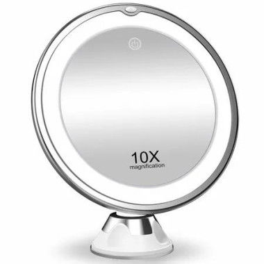 Makeup Mirror 10X Magnifying Lighted Beauty Vanity Adjustable Brightness 3 Colour Modes Dressing Table Bathroom Cosmetic Portable