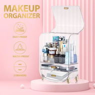 Detailed information about the product Makeup Storage Organizer Cosmetics Case Large Holder Jewelry Box Vanity Drawers Organizer Stand Transparent Portable 28.5x19x36cm