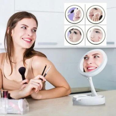 Makeup Vanity Mirror with 10x Magnification: USB Rechargeable for Tabletops