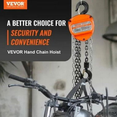 Manual Chain Hoist 1 Ton 2200 lbs Capacity 20 FT Come Along G80 Galvanized Carbon Steel with Double-Pawl Brake Auto Chain Leading & 360 degree Rotation