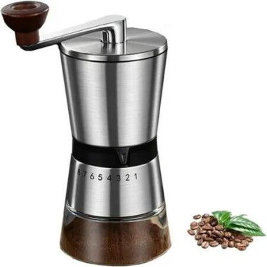 Manual Coffee Grinder Ground Precision Stainless Steel Ceramic Burrs 6 Adjustable Settings Portable Espresso Household Outdoor Silver