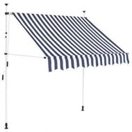 Detailed information about the product Manual Retractable Awning 200 cm Blue and White Stripes