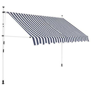 Manual Retractable Awning 300 Cm Blue And White Stripes