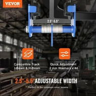 Detailed information about the product Manual Trolley 0.5 Ton Load Capacity Push Beam Trolley with Dual Wheels Adjustable for I-Beam Flange Width 63.5mm to 139.7mm Heavy Duty Alloy Steel Garage