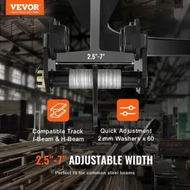 Detailed information about the product Manual Trolley 1 Ton Load Capacity Push Beam Trolley with Dual Wheels Adjustable for I-Beam Flange Width 63.5 mm to 177.8 mm Heavy Duty Alloy Steel Garage