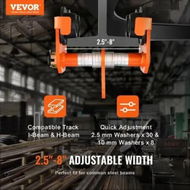 Detailed information about the product Manual Trolley 2 Ton Load Capacity Push Beam Trolley with Dual Wheels Adjustable for I-Beam Flange Width 63.5 mm to 203.2 mm Heavy Duty Alloy Steel