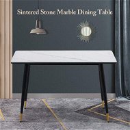 Detailed information about the product Marble Dining Table Sintered Stone Large Glossy Desk With Metal Legs Modern Restaurant Kitchen Bedroom Office Work White