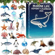 Detailed information about the product Marine Live Advent Calendar, Ocean Themed Holiday Countdown with 24 Adorable Sea Creature Decorations, Handmade Collectible Ornaments, Ocean Science Gift