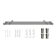 Detailed information about the product Marlow Silver Double Curtain Rod Steel Pole Pommel Set Extendable Adjustable