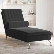 Detailed information about the product Massage Chaise Lounge with Bolster Black Velvet