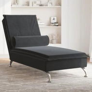 Detailed information about the product Massage Chaise Lounge with Bolster Black Velvet