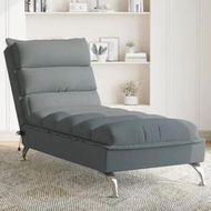 Detailed information about the product Massage Chaise Lounge with Cushions Dark Grey Fabric