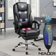 Detailed information about the product Massage Office Chair Heated Executive Computer Desk PU Leather Work Seat Comfortable Ergonomic Recliner High Back Retractable Footrest Black