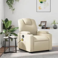 Detailed information about the product Massage Recliner Chair Cream Faux Leather