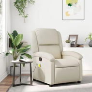 Detailed information about the product Massage Recliner Chair Cream Faux Leather