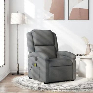 Massage Recliner Chair Dark Grey Fabric