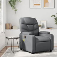 Detailed information about the product Massage Recliner Chair Grey Faux Leather