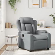 Detailed information about the product Massage Recliner Chair Grey Faux Leather