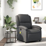 Detailed information about the product Massage Recliner Chair Grey Real Leather