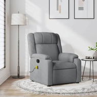 Detailed information about the product Massage Recliner Chair Light Grey Fabric