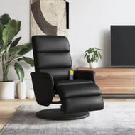 Detailed information about the product Massage Recliner Chair with Footrest Black Faux Leather