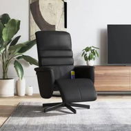 Detailed information about the product Massage Recliner Chair with Footrest Black Faux Leather